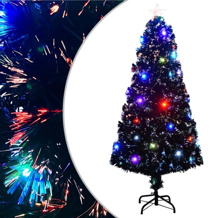 Arbre de Noël pré-éclairé avec support et LED 150 cm fibre optique