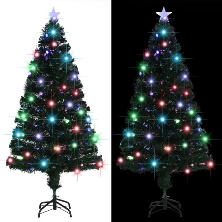 Arbre de Noël pré-éclairé avec support et LED 150 cm fibre optique