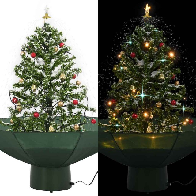 Arbre de Noël neigeux avec base de parapluie Vert 75 cm