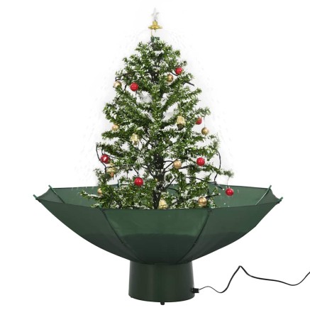 Arbre de Noël neigeux avec base de parapluie Vert 75 cm 2