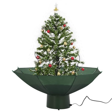 Arbre de Noël neigeux avec base de parapluie Vert 75 cm