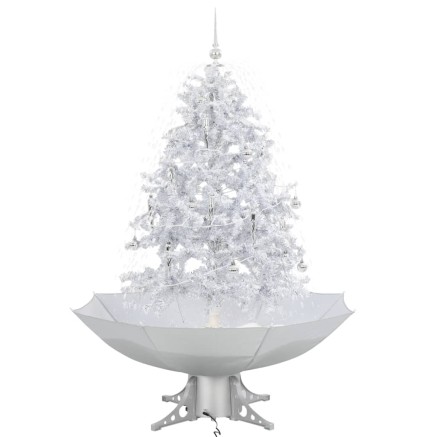Arbre de Noël neigeux avec base de parapluie Blanc 140 cm 2