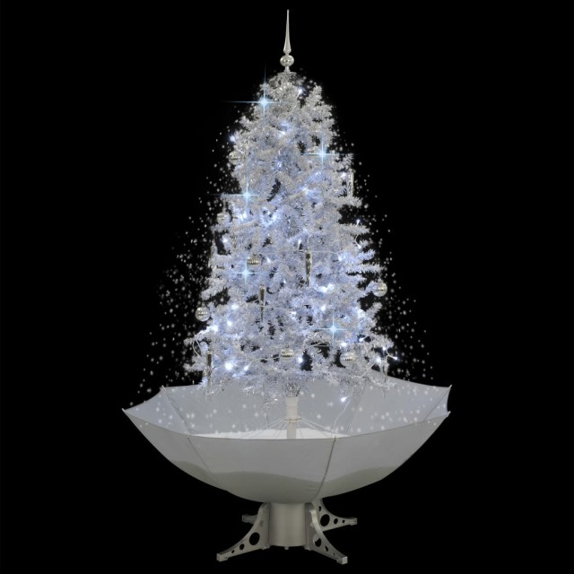 Arbre de Noël neigeux avec base de parapluie Blanc 170 cm