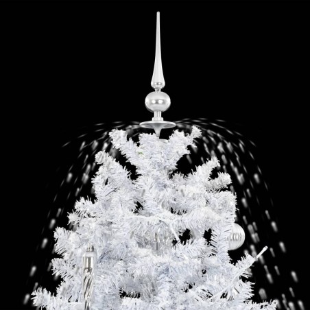 Arbre de Noël neigeux avec base de parapluie Blanc 170 cm