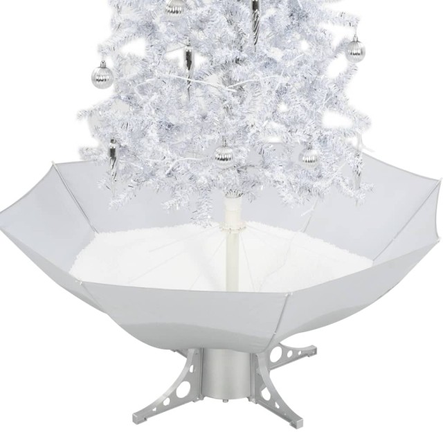 Arbre de Noël neigeux avec base de parapluie Blanc 170 cm