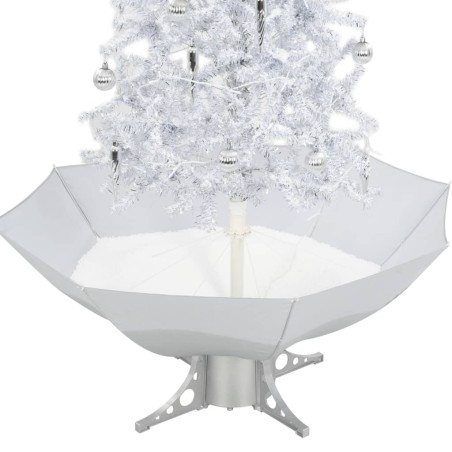 Arbre de Noël neigeux avec base de parapluie Blanc 170 cm