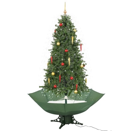 Arbre de Noël neigeux avec base de parapluie Vert 190 cm 2