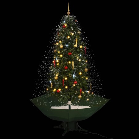 Arbre de Noël neigeux avec base de parapluie Vert 190 cm