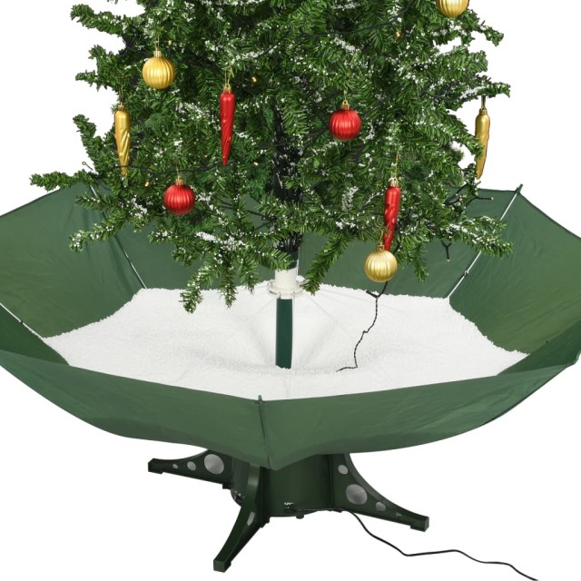 Arbre de Noël neigeux avec base de parapluie Vert 190 cm