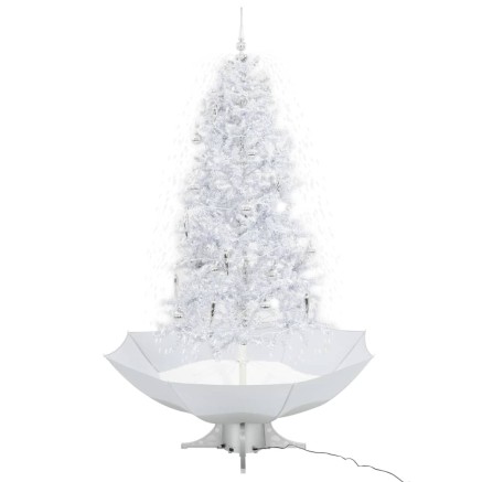 Arbre de Noël neigeux avec base de parapluie Blanc 190 cm 2