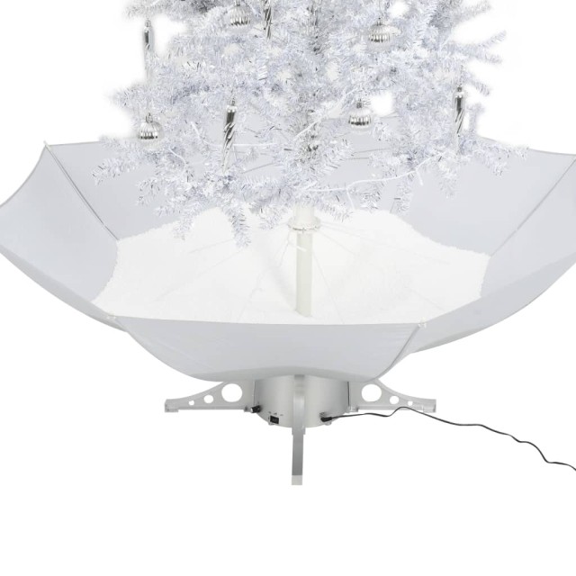Arbre de Noël neigeux avec base de parapluie Blanc 190 cm