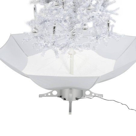 Arbre de Noël neigeux avec base de parapluie Blanc 190 cm