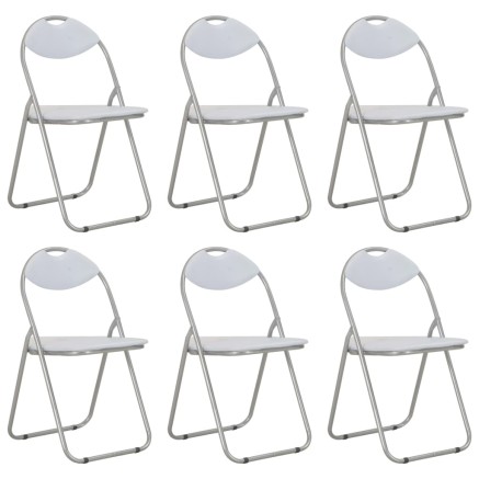 Chaises pliantes à manger lot de 6 blanc similicuir