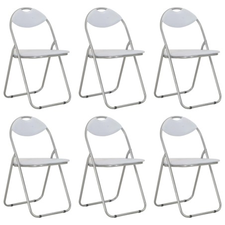 Chaises pliantes à manger lot de 6 blanc similicuir