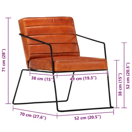 Fauteuil Brun roux Cuir véritable