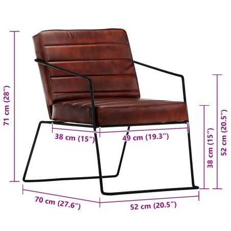 Fauteuil Marron foncé Cuir véritable
