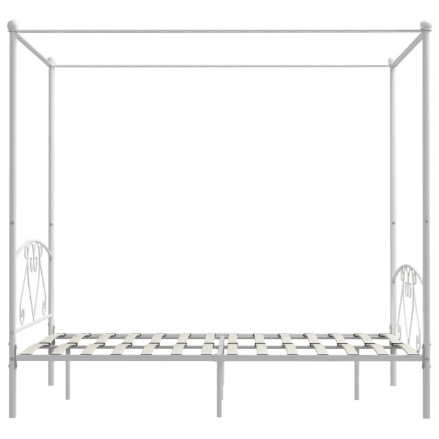 Cadre de lit sans matelas avec baldaquin blanc 140x200 cm métal