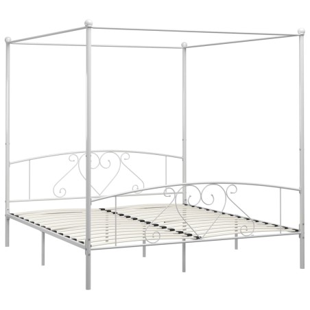 Cadre de lit sans matelas avec baldaquin blanc 180x200 cm métal
