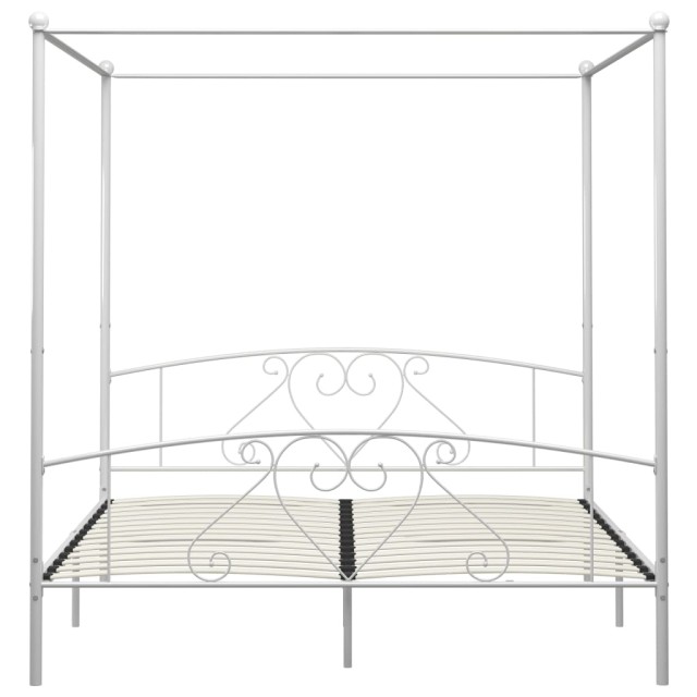 Cadre de lit sans matelas avec baldaquin blanc 180x200 cm métal