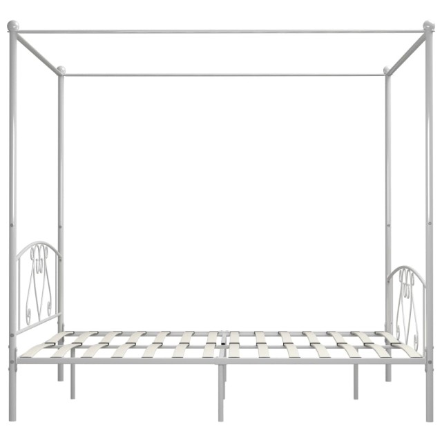 Cadre de lit sans matelas avec baldaquin blanc 180x200 cm métal