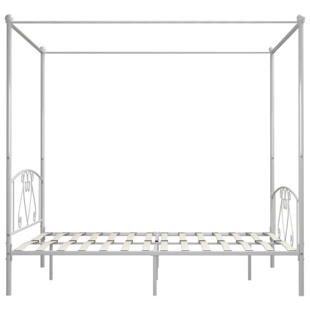 Cadre de lit sans matelas avec baldaquin blanc 180x200 cm métal
