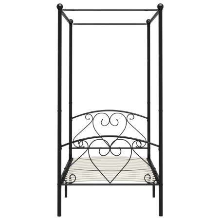 Cadre de lit à baldaquin sans matelas noir métal 90x200 cm