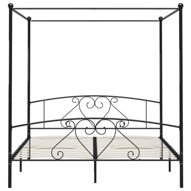 Cadre de lit sans matelas avec baldaquin noir 180x200 cm métal