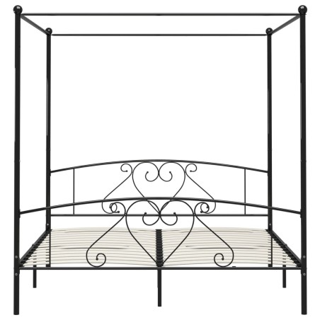 Cadre de lit sans matelas avec baldaquin noir 180x200 cm métal