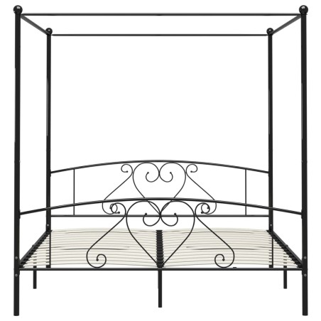 Cadre de lit sans matelas avec baldaquin noir 200x200 cm métal