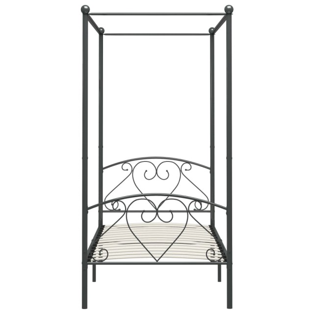 Cadre de lit à baldaquin sans matelas gris métal 90x200 cm