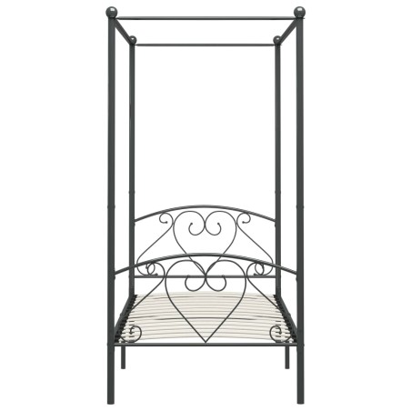 Cadre de lit à baldaquin sans matelas gris métal 90x200 cm