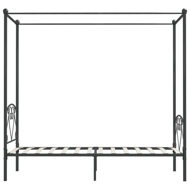 Cadre de lit à baldaquin sans matelas gris métal 90x200 cm