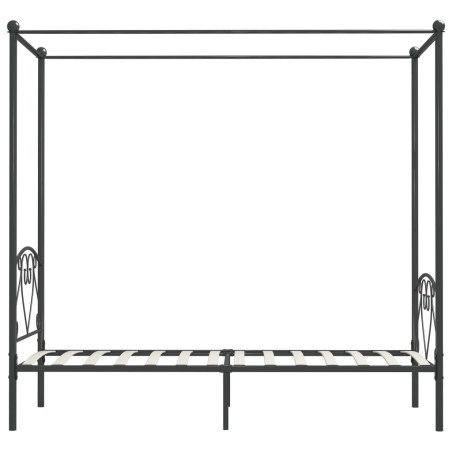 Cadre de lit à baldaquin sans matelas gris métal 90x200 cm