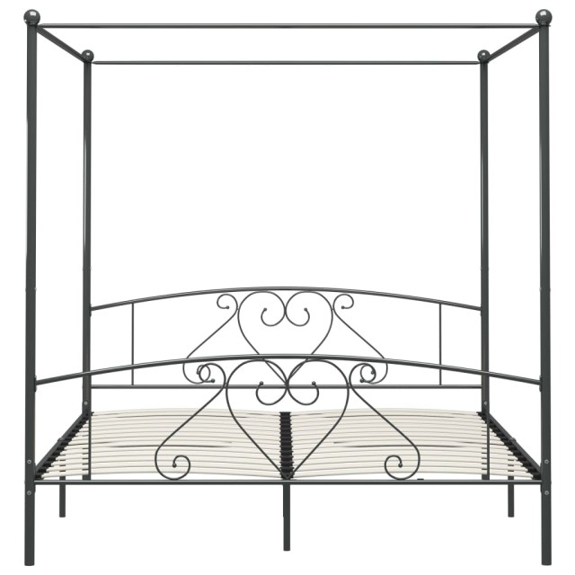 Cadre de lit à baldaquin sans matelas gris métal 180x200 cm