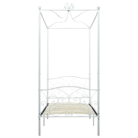 Cadre de lit à baldaquin sans matelas blanc métal 90x200 cm