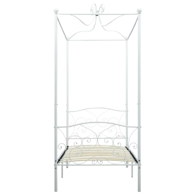 Cadre de lit à baldaquin Blanc Métal 100 x 200 cm