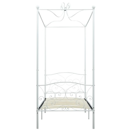 Cadre de lit à baldaquin Blanc Métal 100 x 200 cm