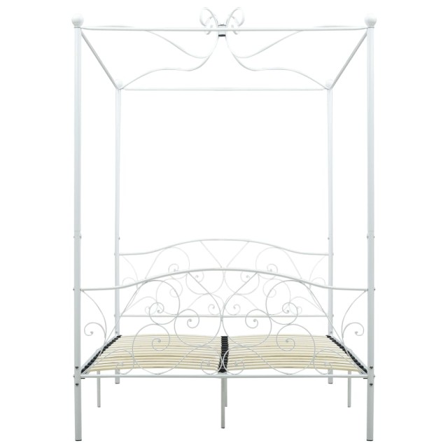 Cadre de lit à baldaquin Blanc Métal 120 x 200 cm
