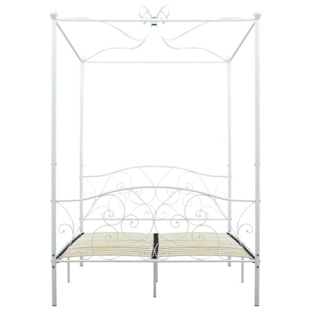 Cadre de lit à baldaquin Blanc Métal 120 x 200 cm