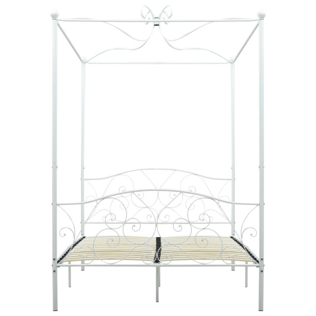 Cadre de lit sans matelas avec baldaquin blanc 140x200 cm métal