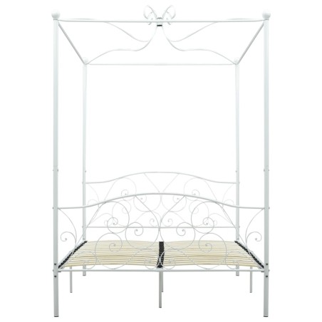 Cadre de lit sans matelas avec baldaquin blanc 140x200 cm métal