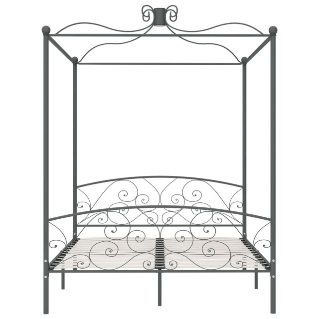 Cadre de lit à baldaquin sans matelas gris métal 160x200 cm
