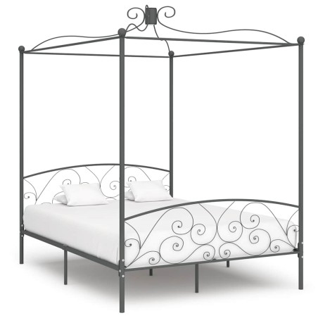 Cadre de lit à baldaquin sans matelas gris métal 180x200 cm