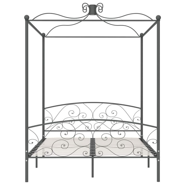 Cadre de lit à baldaquin sans matelas gris métal 180x200 cm
