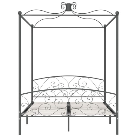 Cadre de lit à baldaquin sans matelas gris métal 180x200 cm