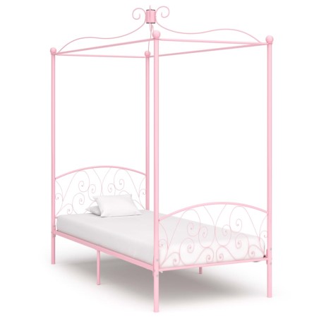 Cadre de lit à baldaquin sans matelas rose métal 90x200 cm