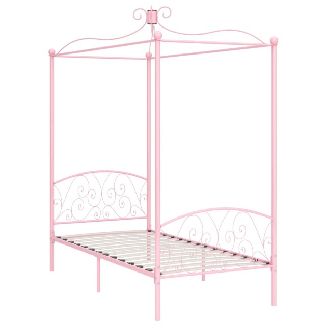 Cadre de lit à baldaquin sans matelas rose métal 90x200 cm
