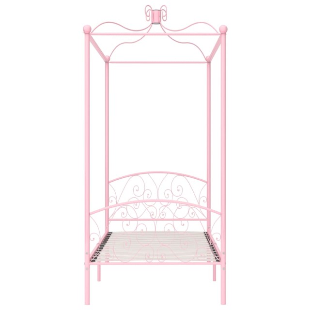 Cadre de lit à baldaquin sans matelas rose métal 90x200 cm