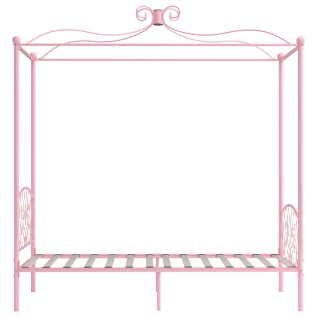 Cadre de lit à baldaquin sans matelas rose métal 90x200 cm