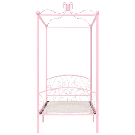 Cadre de lit à baldaquin sans matelas rose métal 100x200 cm